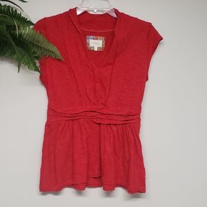 Anthropologie Deletta V Neck Cap Sleeve Empire Top Size Small